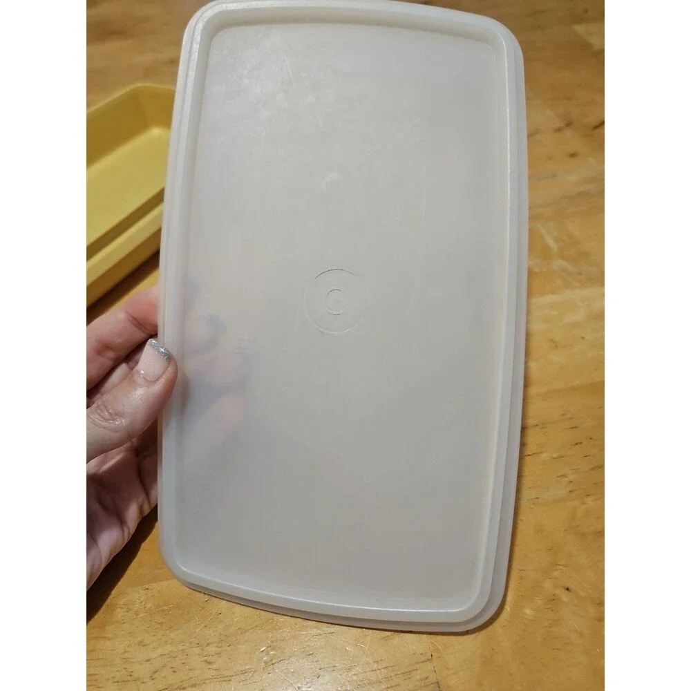 Vintage Tupperware Deli Meat Cheese Keeper Harvest Gold 816 W Sheer Lid 817 EUC